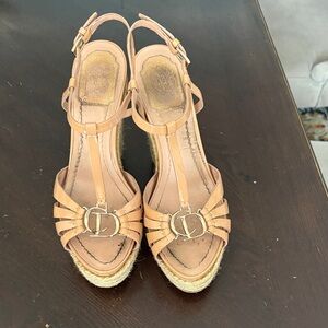 CHRISTIAN DIOR Tan Patent Leather Women's Sandals